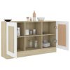 Sideboard White and Sonoma Oak 47.2"x12"x27.6" Engineered Wood - Beige