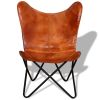 Butterfly Chair Brown Real Leather - Brown