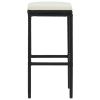 Bar Stools with Cushions 3 pcs Black Poly Rattan - Black