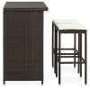 3 Piece Bar Set Poly Rattan Brown - Brown