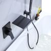 TrustMade Pressure-Balance Waterfall Single Handle Wall Mount Tub Faucet with Hand Shower - 2W02 - Matte Black