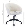 Desk Chair Faux Fur Task Chair; Modern Cute Accent Armchair Swivel Makeup Stool for Bedroom;  White - white