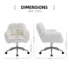 Modern Faux fur home office chair;  fluffy chair for girls;  makeup vanity Chair - white