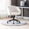 Desk Chair Faux Fur Task Chair; Modern Cute Accent Armchair Swivel Makeup Stool for Bedroom;  White - white