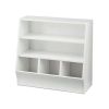 Kids Bin Storage and Two Shelf Bookcase, White - White