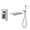 TrustMade Pressure-Balance Waterfall Single Handle Wall Mount Tub Faucet with Hand Shower - 2W02 - Brushed Nickel