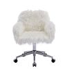 Modern Faux fur home office chair;  fluffy chair for girls;  makeup vanity Chair - white