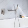 TrustMade Pressure-Balance Waterfall Single Handle Wall Mount Tub Faucet with Hand Shower - 2W02 - Brushed Nickel