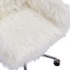 Modern Faux fur home office chair;  fluffy chair for girls;  makeup vanity Chair - white