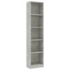 5-Tier Book Cabinet Concrete Gray 15.7"x9.4"x68.9" Engineered Wood - Grey