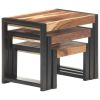 Nesting Tables 3 pcs Solid Wood with Sheesham Finish - Brown