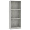 3-Tier Book Cabinet Concrete Gray 15.7"x9.4"x42.5" Engineered Wood - Grey