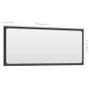 Bathroom Mirror Gray 35.4"x0.6"x14.6" Engineered Wood - Grey