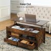 EVAJOY Lift Top Coffee Table, Modern Coffee Table with 2 Storage Drawers and Hidden Compartment - as picture