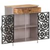 Sideboard 23.6"x13.8"x29.5" Rough Mango Wood & Iron - Brown