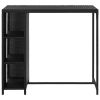 Bar Table with Storage Rack Black 47.2"x23.6"x43.3" Poly Rattan - Black