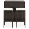 3 Piece Bar Set Poly Rattan Brown - Brown