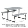 Folding Kid's Activity Table with Gray Texture Surface, Steel and Plastic, 33.11" x 40.94" x 21.85" - Gray