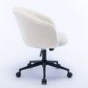 Desk Chair Faux Fur Task Chair; Modern Cute Accent Armchair Swivel Makeup Stool for Bedroom;  White - white