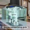 36 inch Stainless Steel Island Mount Range Hood 900CFM Tempered Glass w/LED Lights - Black - Touch Control