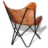 Butterfly Chair Brown Real Leather - Brown