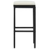 Bar Stools with Cushions 6 pcs Black Poly Rattan - Black