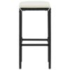 Bar Stools with Cushions 3 pcs Black Poly Rattan - Black