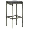 Bar Stools with Cushions 6 pcs Gray Poly Rattan - Grey