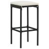 Bar Stools with Cushions 3 pcs Black Poly Rattan - Black