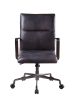 Indra Office Chair; Onyx Black Top Grain Leather YJ - 92569