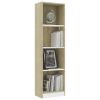 4-Tier Book Cabinet White and Sonoma Oak 15.7"x9.4"x55.9" Engineered Wood - Multicolour