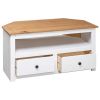 Corner TV Cabinet White 36.6"x19.3"x19.3" Solid Pine Panama Range - White