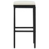 Bar Stools with Cushions 4 pcs Black Poly Rattan - Black