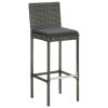 Garden Bar Stools with Cushions 4 pcs Gray Poly Rattan - Grey