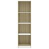 4-Tier Book Cabinet White and Sonoma Oak 15.7"x9.4"x55.9" Engineered Wood - Multicolour