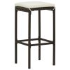 Bar Stools with Cushions 4 pcs Brown Poly Rattan - Brown