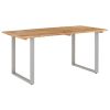 Dining Table 63"x31.5"x29.9" Solid Acacia Wood - Brown