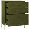 Chest of Drawers Olive Green 31.5"x13.8"x40" Steel - Green