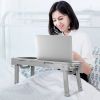 Foldable Laptop Table Bed Notebook Desk with Cooling Fan Mouse Board LED light 4 xUSB Ports Breakfast Snacking Tray  - Grey