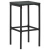 Bar Stools with Cushions 3 pcs Black Poly Rattan - Black