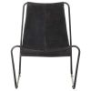 Relaxing Chair Black Real Leather - Black