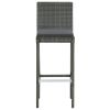 Garden Bar Stools with Cushions 4 pcs Gray Poly Rattan - Grey