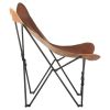 Foldable Butterfly Chair Brown Real Leather - Brown