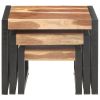 Nesting Tables 3 pcs Solid Wood with Sheesham Finish - Brown