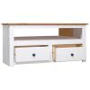 Corner TV Cabinet White 36.6"x19.3"x19.3" Solid Pine Panama Range - White