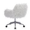 Modern Faux fur home office chair;  fluffy chair for girls;  makeup vanity Chair - white