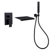 TrustMade Pressure-Balance Waterfall Single Handle Wall Mount Tub Faucet with Hand Shower - 2W02 - Matte Black