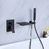 TrustMade Pressure-Balance Waterfall Single Handle Wall Mount Tub Faucet with Hand Shower - 2W02 - Matte Black