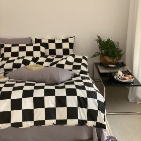 Small Group Retro Spring And Autumn Pure Cotton Bedding Set (Option: Black white-Bed sheet style-150x200cm)