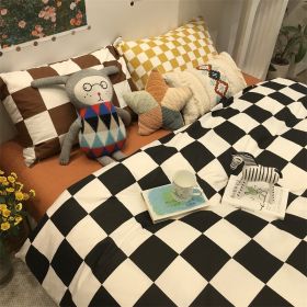 Green Polka Dot All Cotton Pure Cotton Artistic 15 M18 M Bed Four-piece Set (Option: Chessboard Plaid Black-1.2m three piece suit)